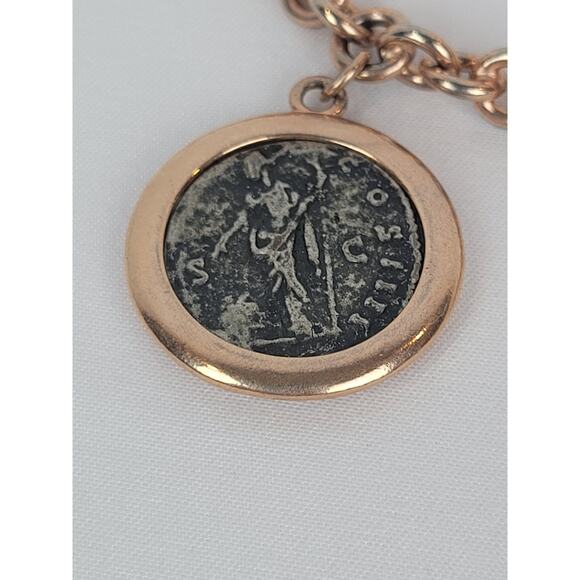 Vintage Bella Diva 18kt Rose Gold Plated Bronze Roman Coin Charm Bracelet - Picture 2 of 7